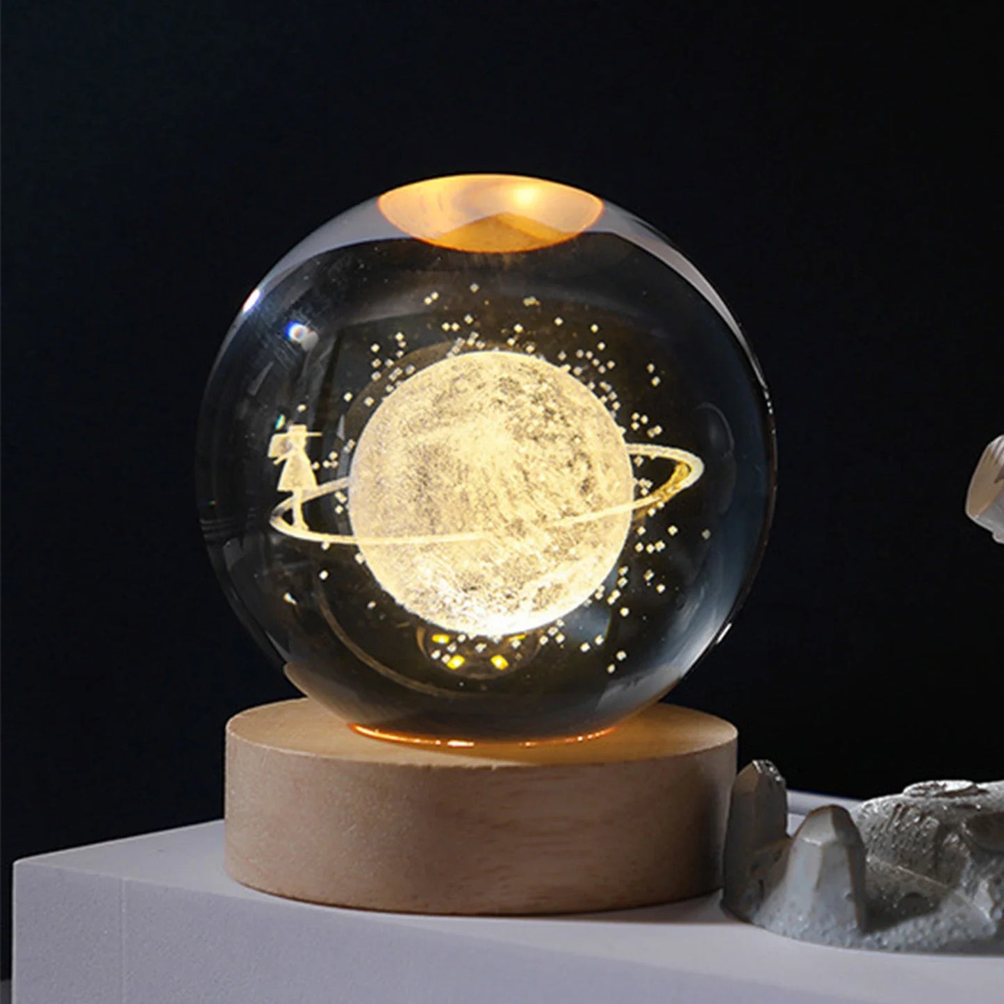 Crystal Ball LED Night Light Atmosphere Galaxy Planet Solar System Moon Glass Table Lamp USB Night Lights for Bedroom Home Decor