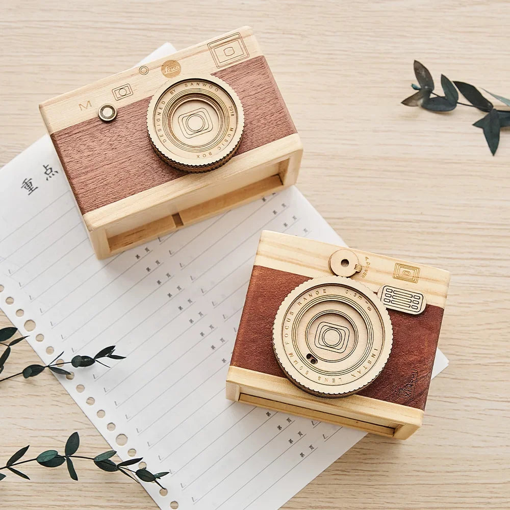 Simple Camera Pen Holder Home Decor Retro Office Study Desk Decoration Stationery Container Wooden Crafts Gift for Students