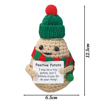 1-5Pcs Emotional Support Potato Christmas Positive Energy Stuffed Doll Crochet Knitting Potatoes With Santa Hat New Year Decor