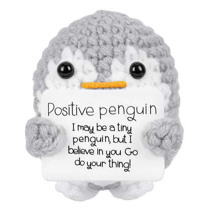 Handmade Positive Energy Penguin Doll With Card Home Decoration Knitting Penguin Doll Ornament Room Decor Christams Party Gifts