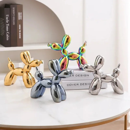 11/21CM Mini Ceramic Balloon Dog Sculpture Abstract Ornament Study Room Statue Home Office Accessories Festival Decoration ﻿