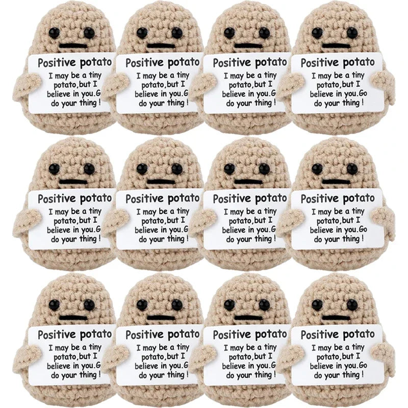 10/1PCS Mini Positive Energy Handmade Plush Wool Knitting Potatoes Doll Hug Pocket with Card Funny Christams Gifts Home Decor