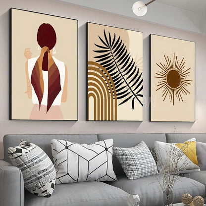 1pc Abstract Paintings Lines Botanical Boho Poster Stickers Art Wall Murals Decor Game