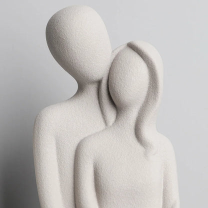 Nordic Abstract Couple Sculpture, Lover Hugging Characters, Frosted Ceramic Statues, Plain White/Grey Figurines, Wedding Gifts