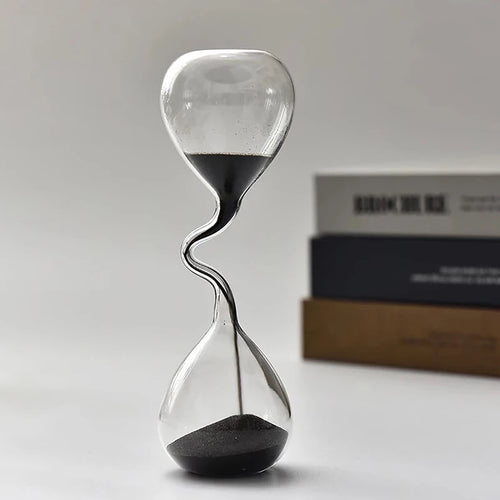 Curve Design Black Hourglass Modern Style Home Decor Accessories Glass Craft Simple Interior Table Ornament Aesthetic Sand Clock