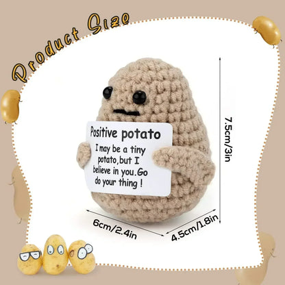 10/1PCS Mini Positive Energy Handmade Plush Wool Knitting Potatoes Doll Hug Pocket with Card Funny Christams Gifts Home Decor