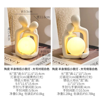 Nordic Style Minimalism Couple Table Lamp Bedroom Decor Accessories Aesthetic Room Decor Christmas Decoration Home Decor Gift