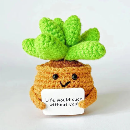 Positive Energy Crochet Sunflower Doll Crochet Cacti Mini Funny Gift Handmade Knitted Dolls Ornament Home Dec office decoration