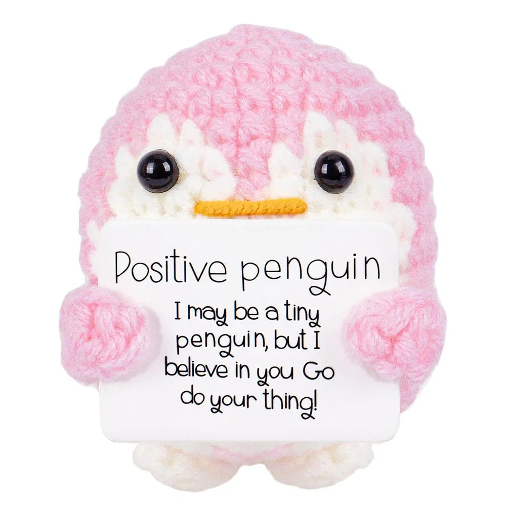 Handmade Positive Energy Penguin Doll With Card Home Decoration Knitting Penguin Doll Ornament Room Decor Christams Party Gifts