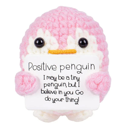 Handmade Positive Energy Penguin Doll With Card Home Decoration Knitting Penguin Doll Ornament Room Decor Christams Party Gifts