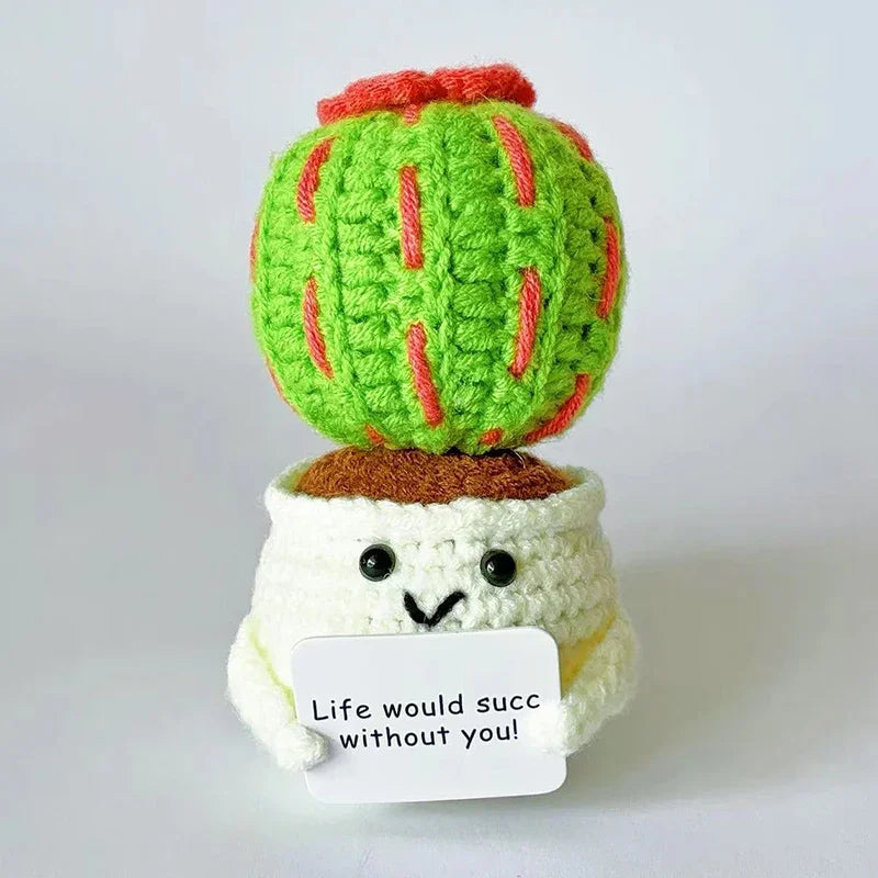 Positive Energy Crochet Sunflower Doll Crochet Cacti Mini Funny Gift Handmade Knitted Dolls Ornament Home Dec office decoration