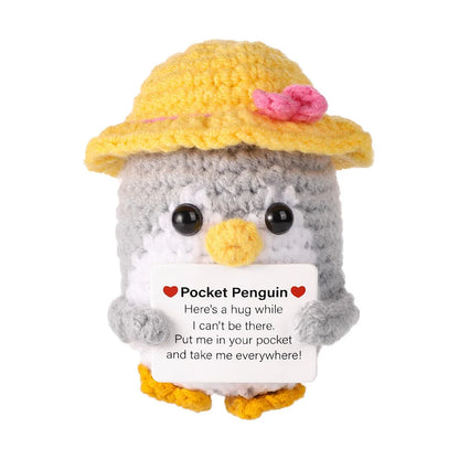 Handmade Positive Energy Penguin Doll With Card Home Decoration Knitting Penguin Doll Ornament Room Decor Christams Party Gifts