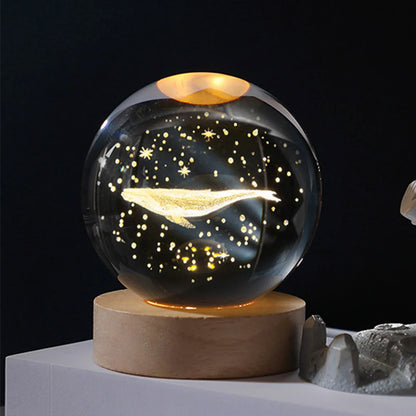 Crystal Ball LED Night Light Atmosphere Galaxy Planet Solar System Moon Glass Table Lamp USB Night Lights for Bedroom Home Decor